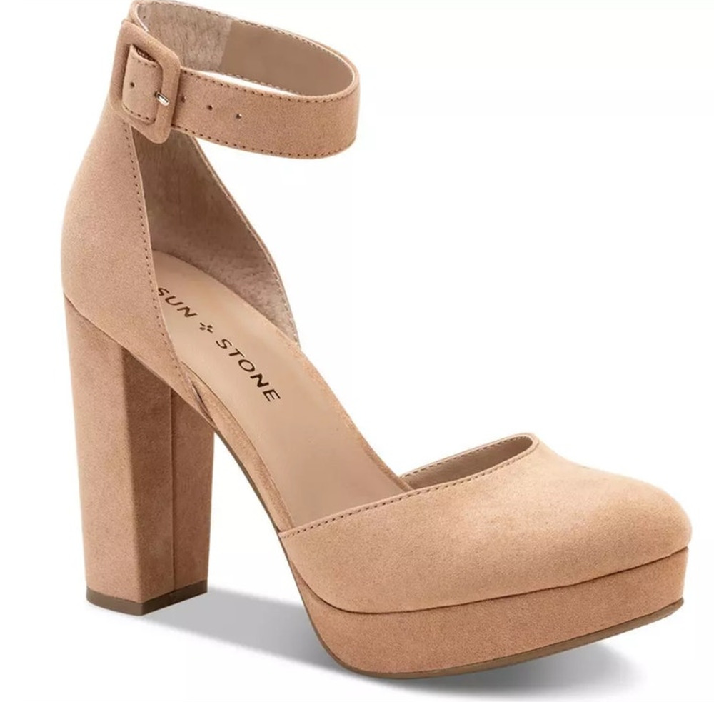 SUN+STONE Womens NEW Estrella Platform Round-Toe Block Heel Pumps / Size 9.5